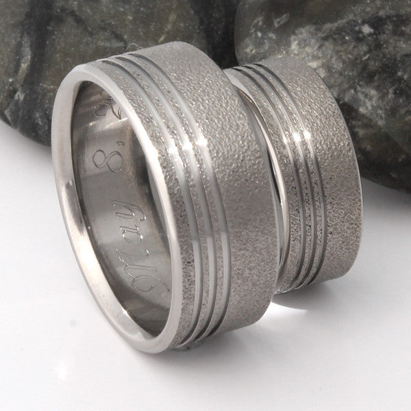 matching frost titanium wedding ring set stf1 Titanium Wedding and Engagement Rings