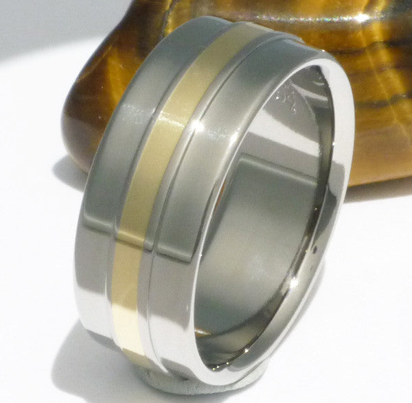 titanium wedding ring with gold inlay g5 Titanium Wedding and Engagement Rings