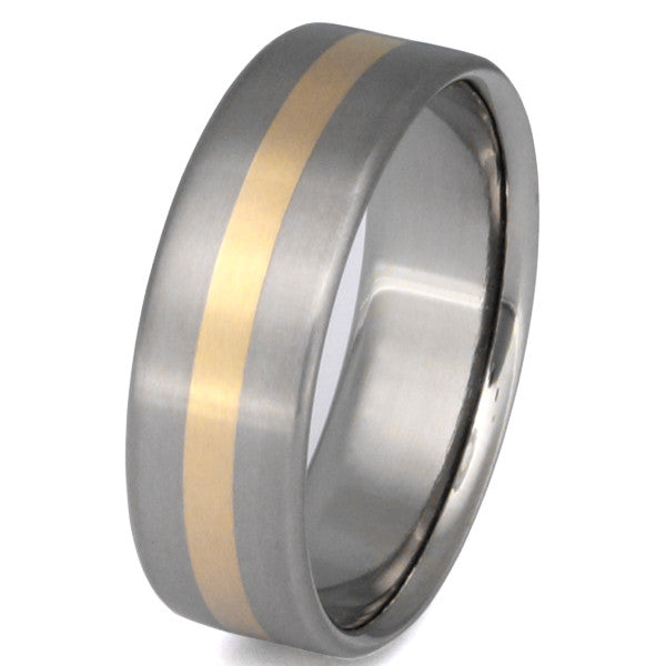 Titanium and 2025 gold wedding band