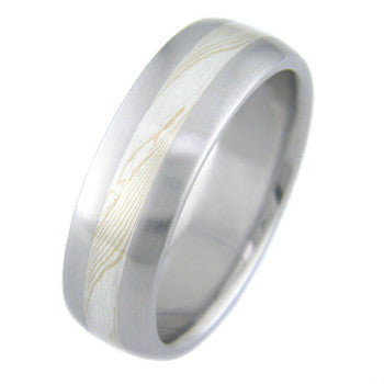 gold and silver twist mokume Titanium Wedding and Engagement Rings