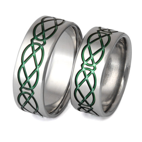 matching celtic titanium wedding band set stck19 Titanium Wedding and Engagement Rings