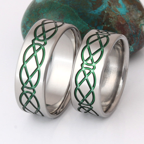 matching celtic titanium wedding band set stck19 Titanium Wedding and Engagement Rings