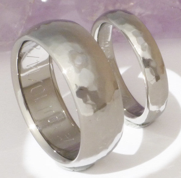 hammered titanium wedding band set Titanium Wedding and Engagement Rings