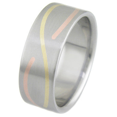 Boone Infinity Titanium Ring with Gold and Rose Gold