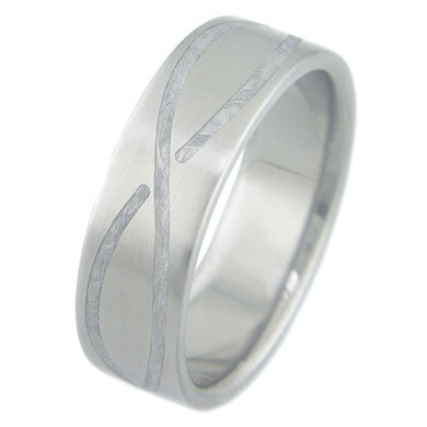 Titanium Tension Set Meteorite Men's Ring Custom Made Band