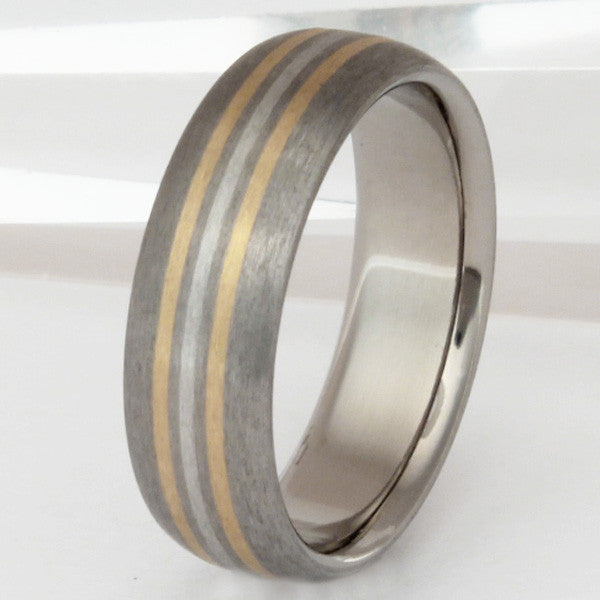valiant two tone ring m1 Titanium Wedding and Engagement Rings