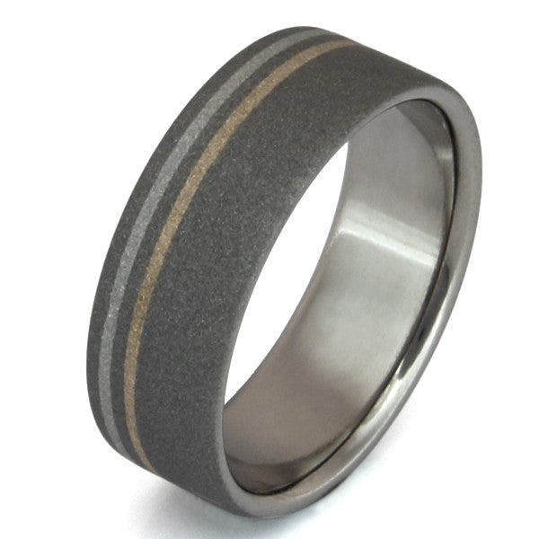cliff hanger two tone ring m8 Titanium Wedding and Engagement Rings