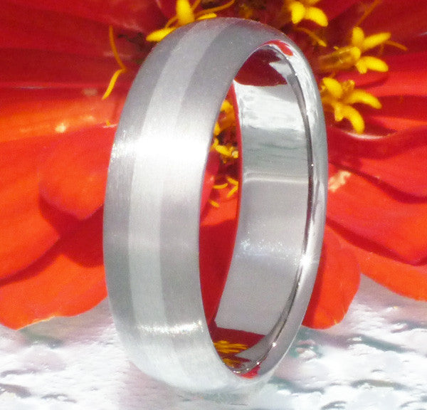 titanium wedding ring with platinum inlay p3 Titanium Wedding and Engagement Rings