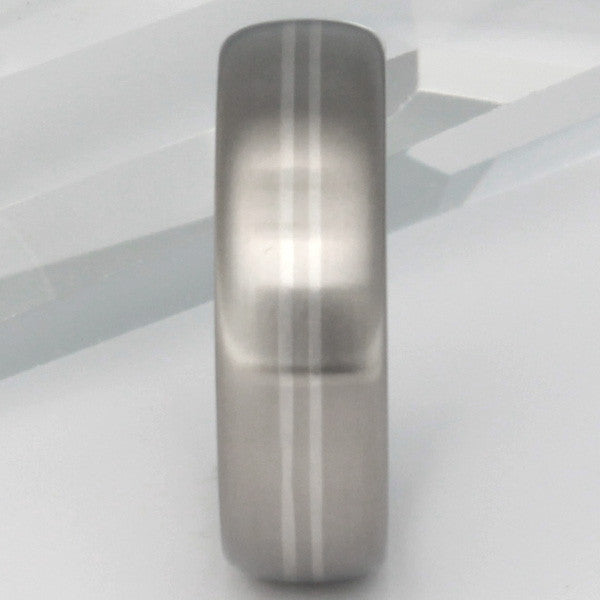 titanium wedding ring with platinum inlays p1 Titanium Wedding and Engagement Rings