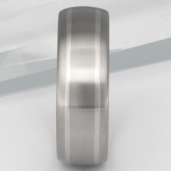 titanium wedding ring with platinum inlays p11 Titanium Wedding and Engagement Rings