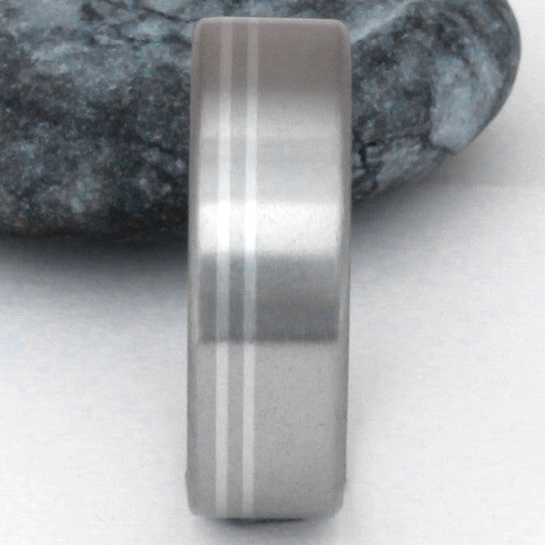 titanium wedding ring with platinum inlays p2 Titanium Wedding and Engagement Rings