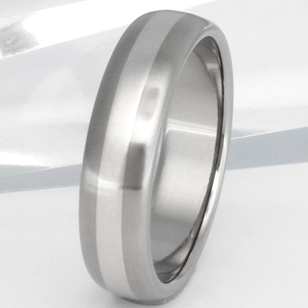 titanium wedding ring with platinum inlay p3 Titanium Wedding and Engagement Rings