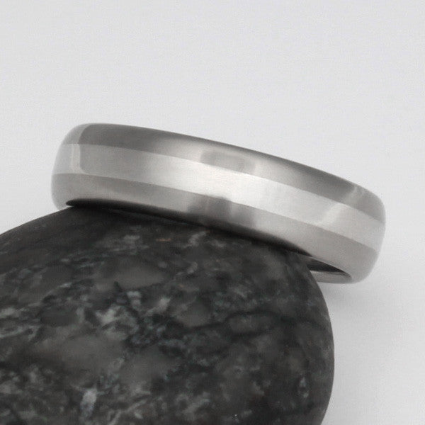 titanium wedding ring with platinum inlay p3 Titanium Wedding and Engagement Rings