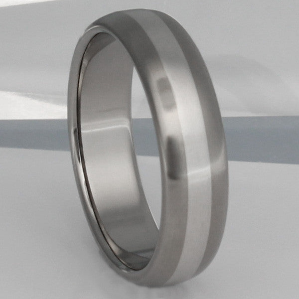 titanium wedding ring with platinum inlay p3 Titanium Wedding and Engagement Rings