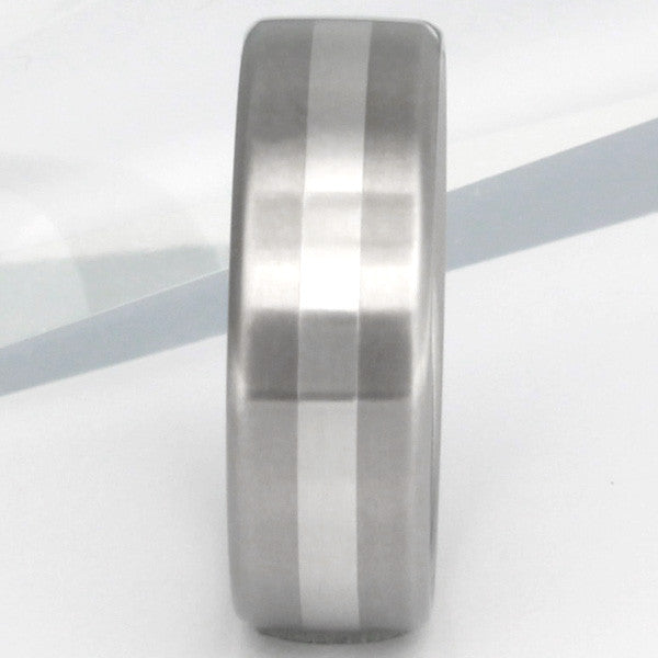 titanium wedding ring with platinum inlay p7 Titanium Wedding and Engagement Rings