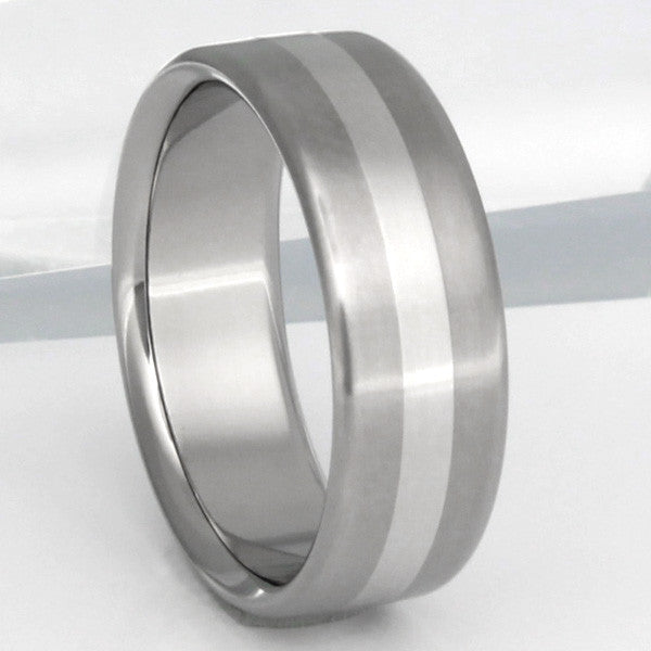 titanium wedding ring with platinum inlay p7 Titanium Wedding and Engagement Rings