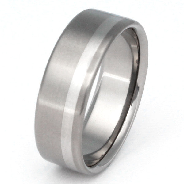 Titanium Wedding Ring with Platinum Inlay p9 Titanium Rings Studio