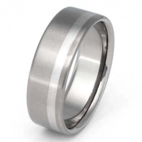 titanium wedding ring with platinum inlay p9 Titanium Wedding and Engagement Rings