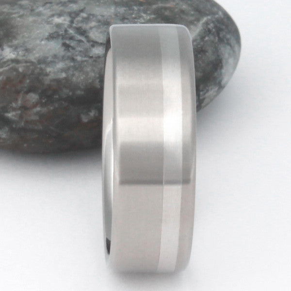 titanium wedding ring with platinum inlay p9 Titanium Wedding and Engagement Rings