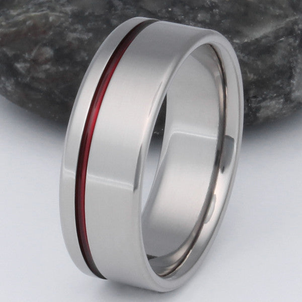 thin red line titanium ring r2 Titanium Wedding and Engagement Rings