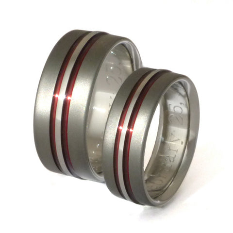 matching sable titanium ring set stsa20 red Titanium Wedding and Engagement Rings