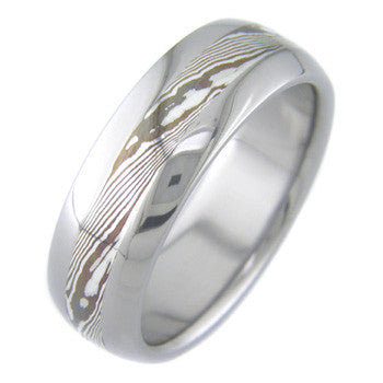 shakudo and silver twist mokume Titanium Wedding and Engagement Rings