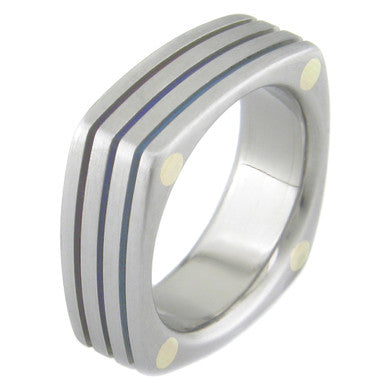 Boone Titanium Ring - Stacked Squares