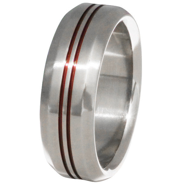 Redline Rings Thin Red Line Titanium Ring - r26 – Titanium Rings Studio