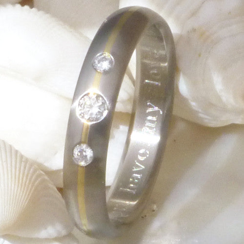 titanium engagement ring with gold inlay e11 Titanium Wedding and Engagement Rings