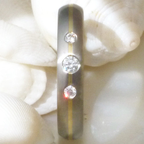titanium engagement ring with gold inlay e11 Titanium Wedding and Engagement Rings