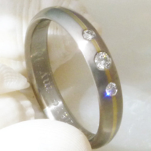 titanium engagement ring with gold inlay e11 Titanium Wedding and Engagement Rings