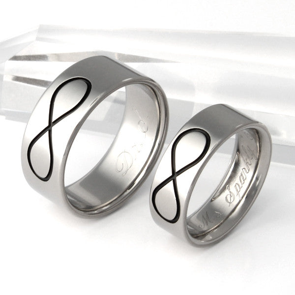 titanium infinity wedding band set stn28 Titanium Wedding and Engagement Rings