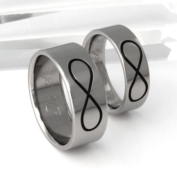 titanium infinity wedding band set stn28 Titanium Wedding and Engagement Rings