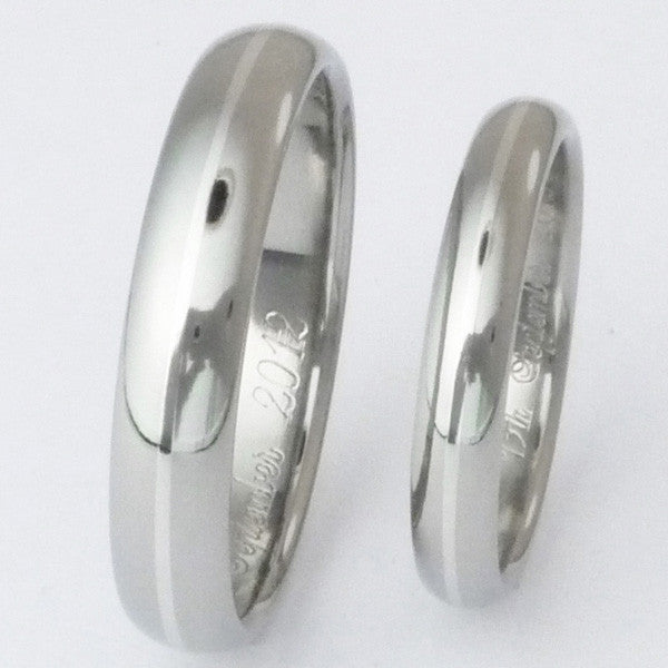Matching Titanium Platinum Wedding Band Set ste4