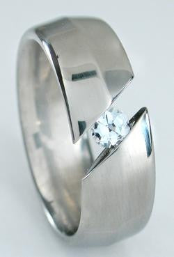 Wedding Rings : Tension-Set Titanium and Diamond Wedding