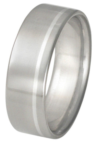 titanium wedding ring with platinum inlay p6 Titanium Wedding and Engagement Rings
