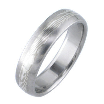 white gold and silver twist mokume Titanium Wedding and Engagement Rings