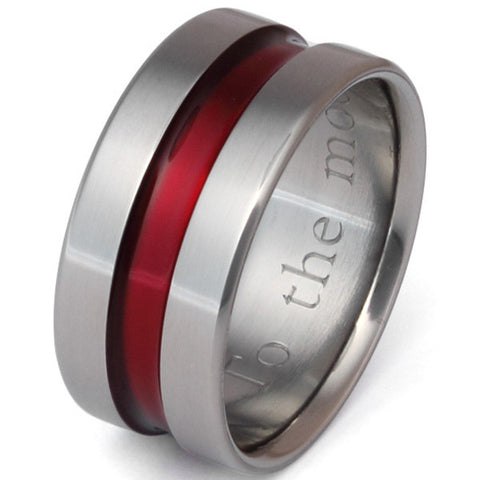 wide red line titanium ring Titanium Wedding and Engagement Rings